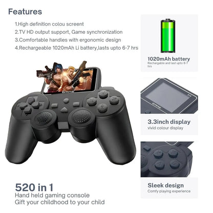 playratro 520 Classic Games with 3.3 Inch HD Screen (No. SB-047, MOQ 2)